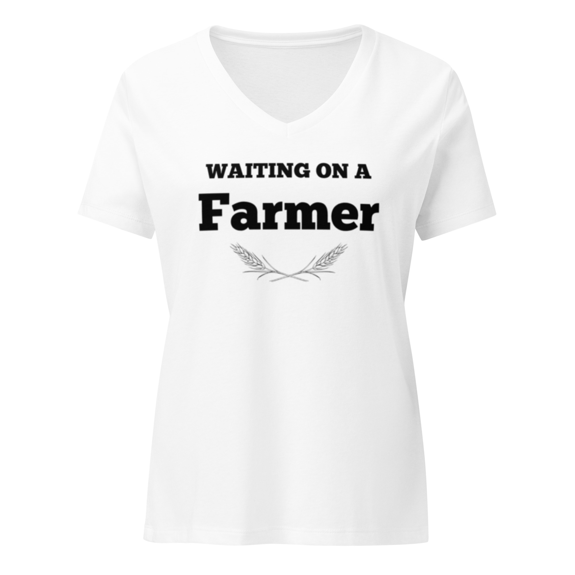 Waiting on a Farmer V-Neck T-Shirt Women's
